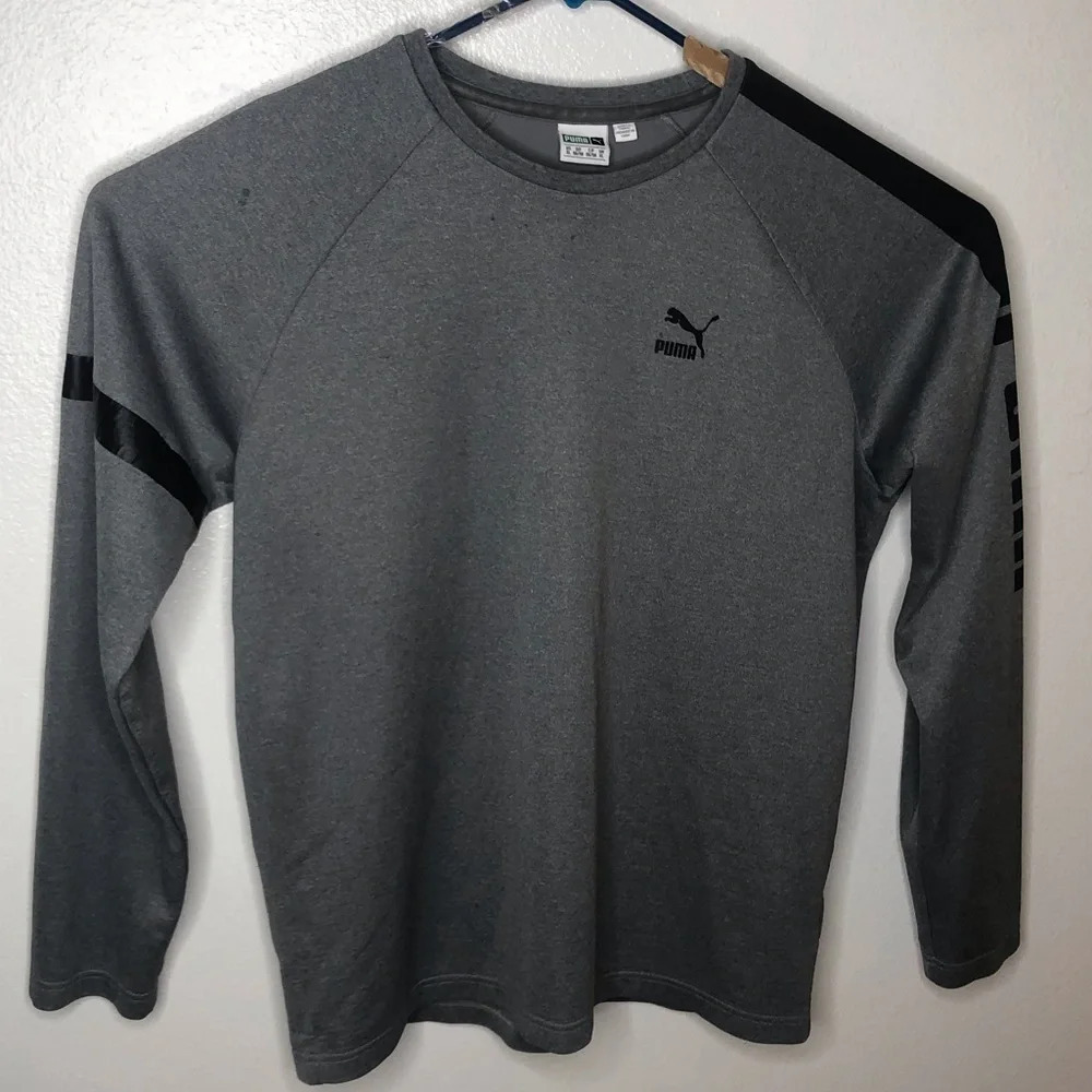 Vintage Puma Big Logo Spell Out Sweatshirt Gray XL